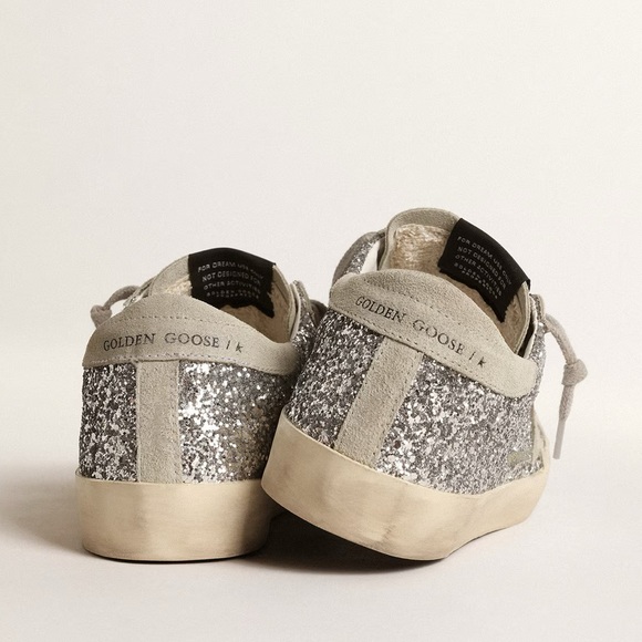 Women's Superstar in Silver Glitter Ice-Gray Suede Star - Picture 14 of 16